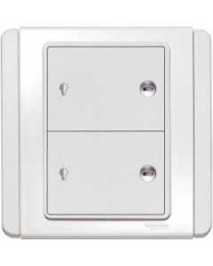 400W 2 Gang Horizontal Dimming Switch with White LED, White
